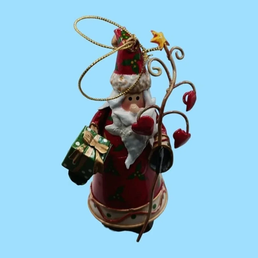 Vintage santa & snowman tin metal christmas ornaments
